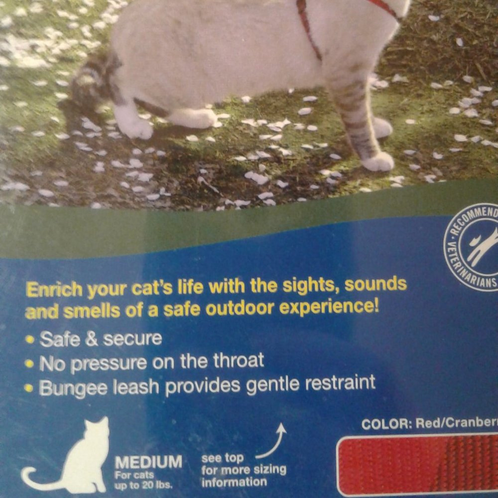 PetSafe Medium Cat Harness Bungee Leash Red Cranberry Adjustable